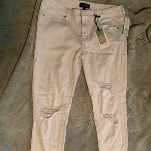 White stretch jean leggings